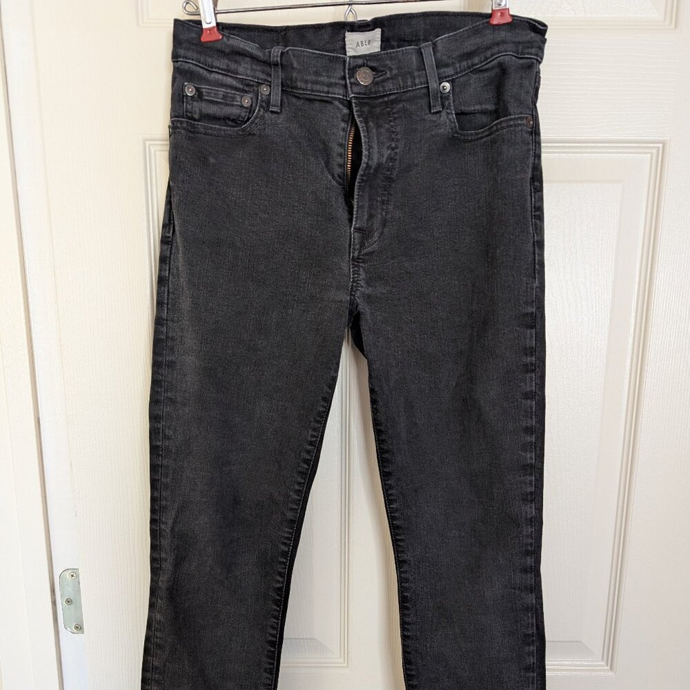 Able black high rise straight leg pants